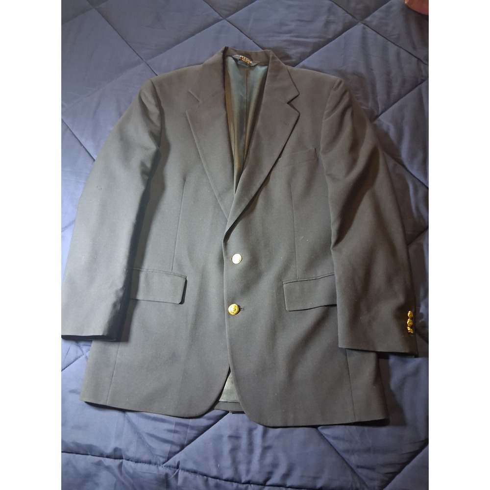 Jos. A. Bank Mens Navy Blue Wool Blazer Gold Crest Buttons Sport Coat